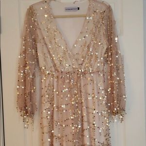 Vici Champagne Sequin Maxi Dress